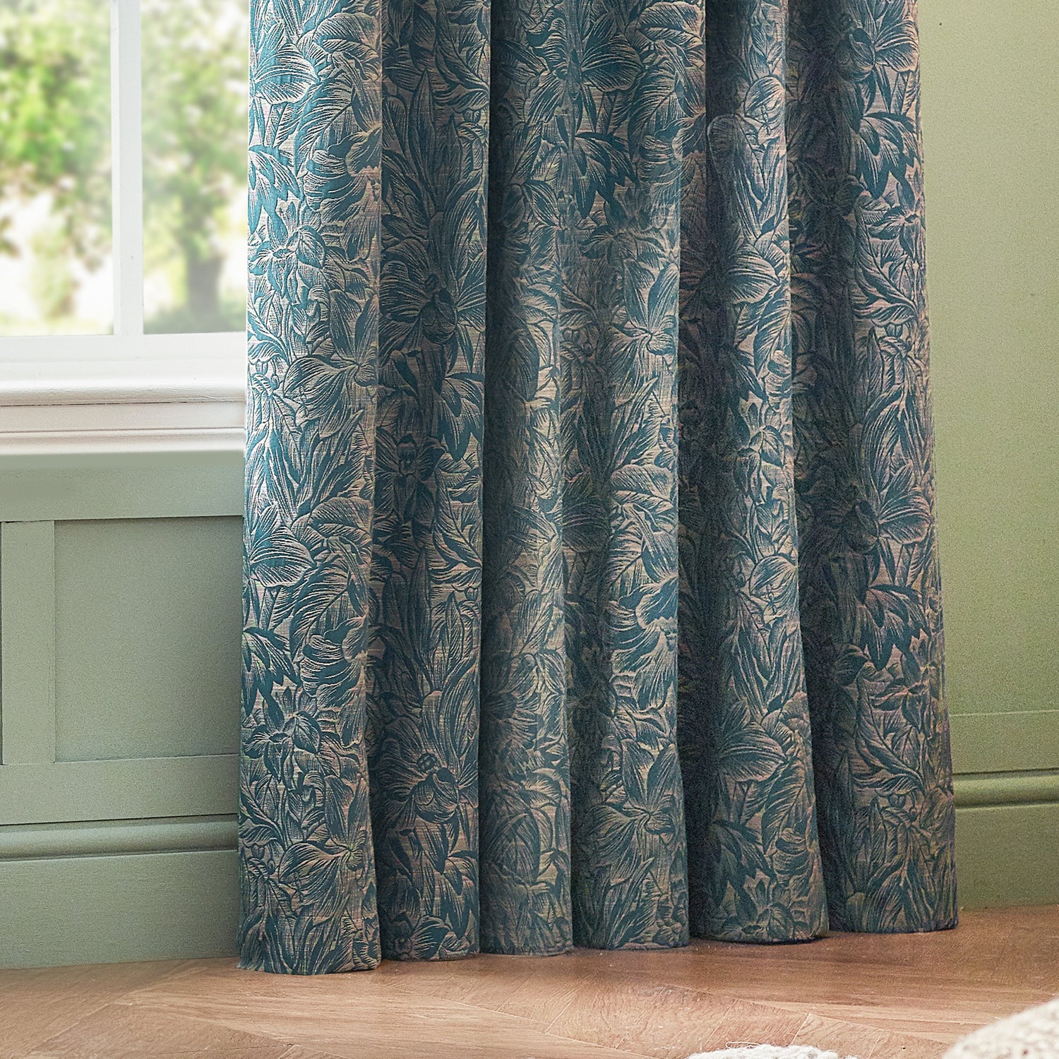 Grantley Jacquard Ready Made Eyelet Curtains Wedgewood