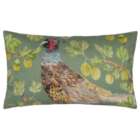 Grove Phesants Boudoir Outdoor Filled Cushion 30cm x 50cm Olive