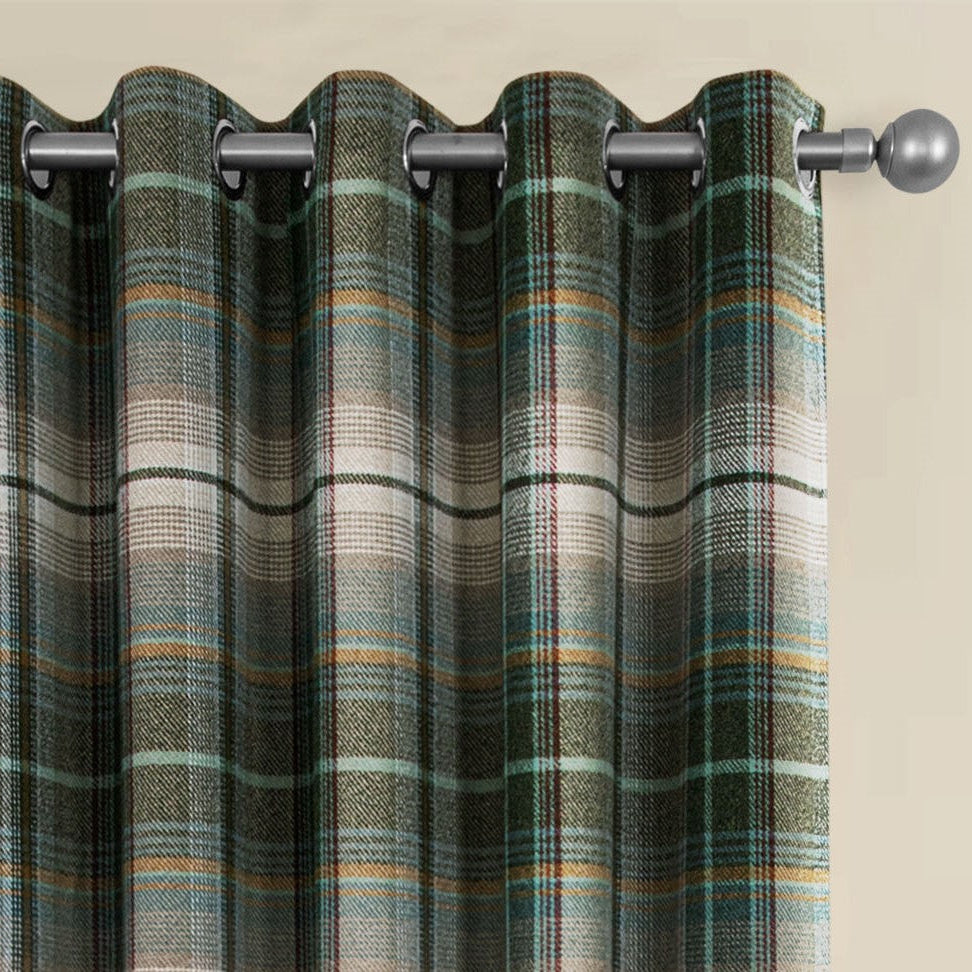 Sundour Gleneagles Ready Made Eyelet Blackout Curtains Green