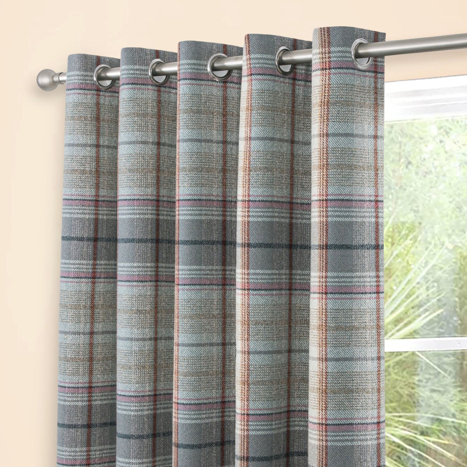 Sundour Gleneagles Ready Made Eyelet Blackout Curtains Steel