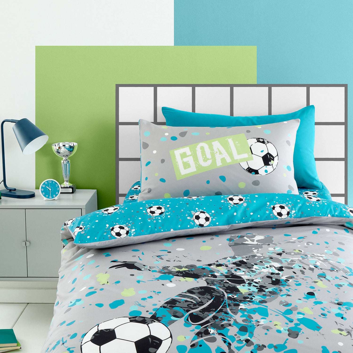Bedlam Goal Duvet Cover Bedding Set Grey