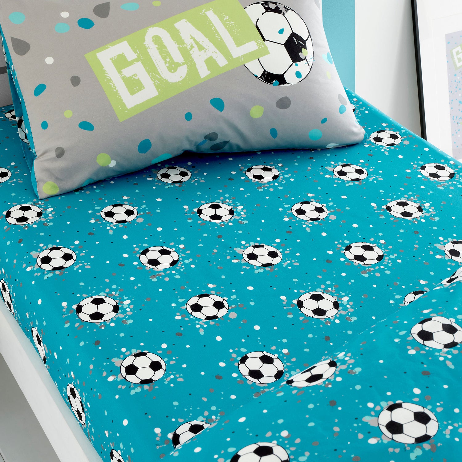 Bedlam Goal Bed Linen Fitted Sheet Grey