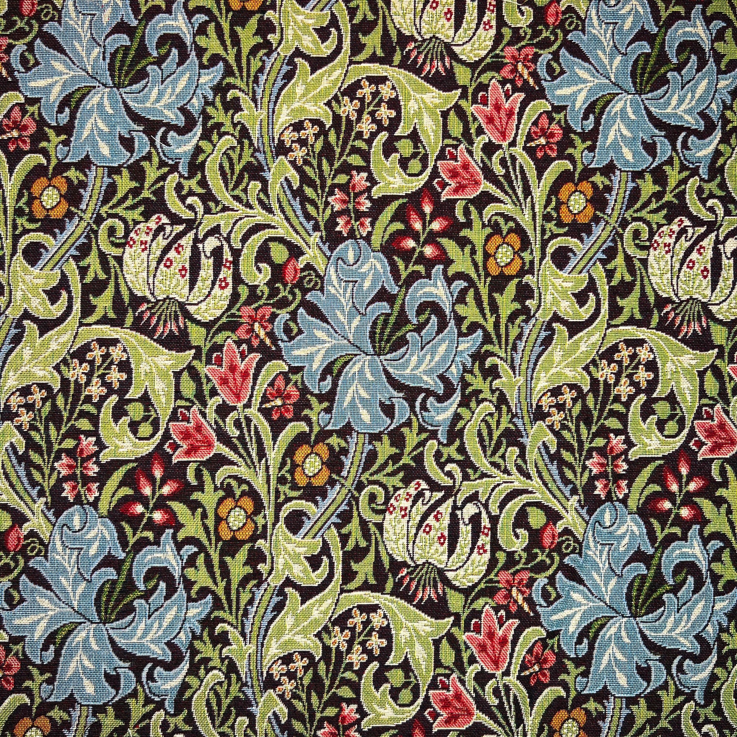 William Morris Golden Lily Tapestry Fabric Ebony
