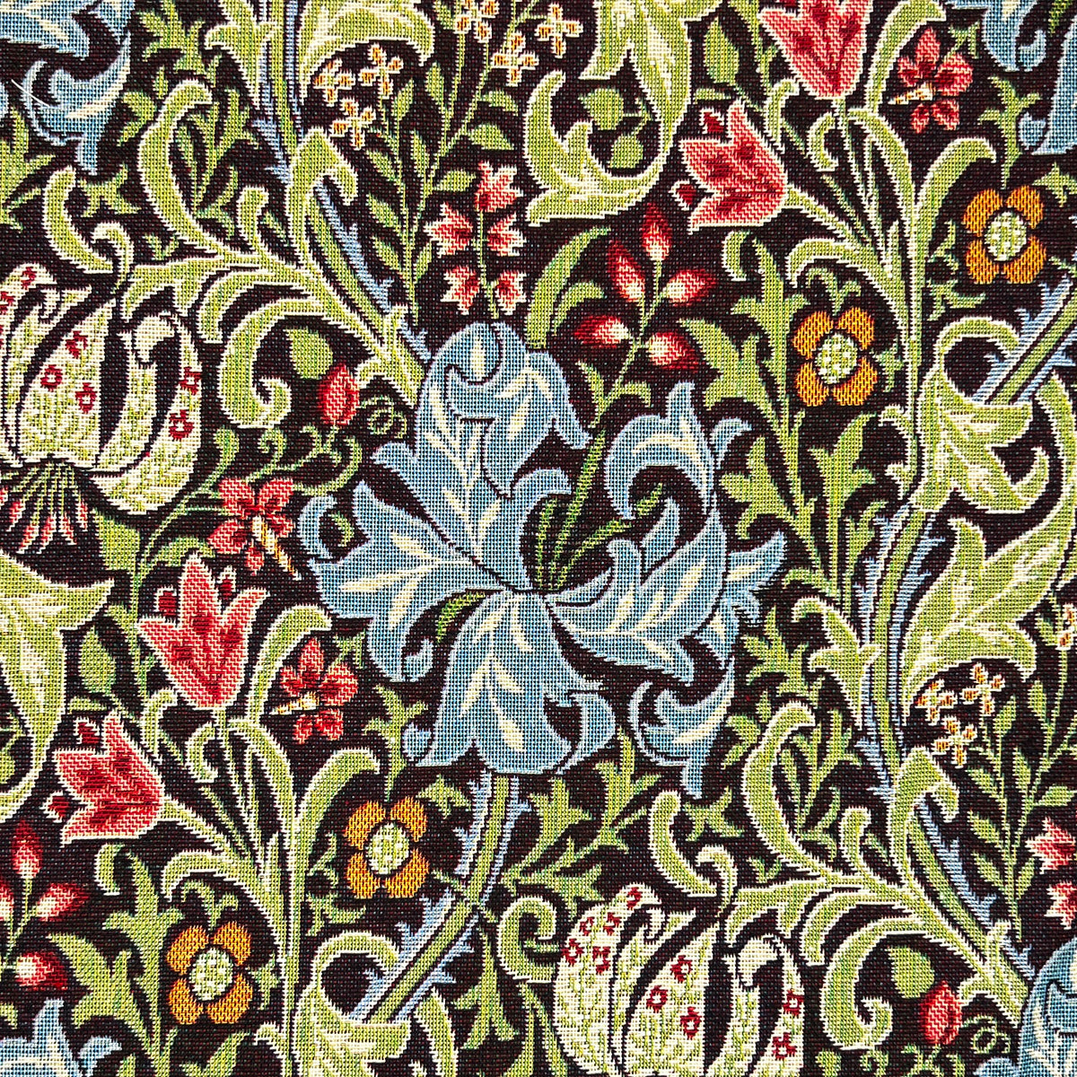 William Morris Golden Lily Tapestry Fabric Ebony