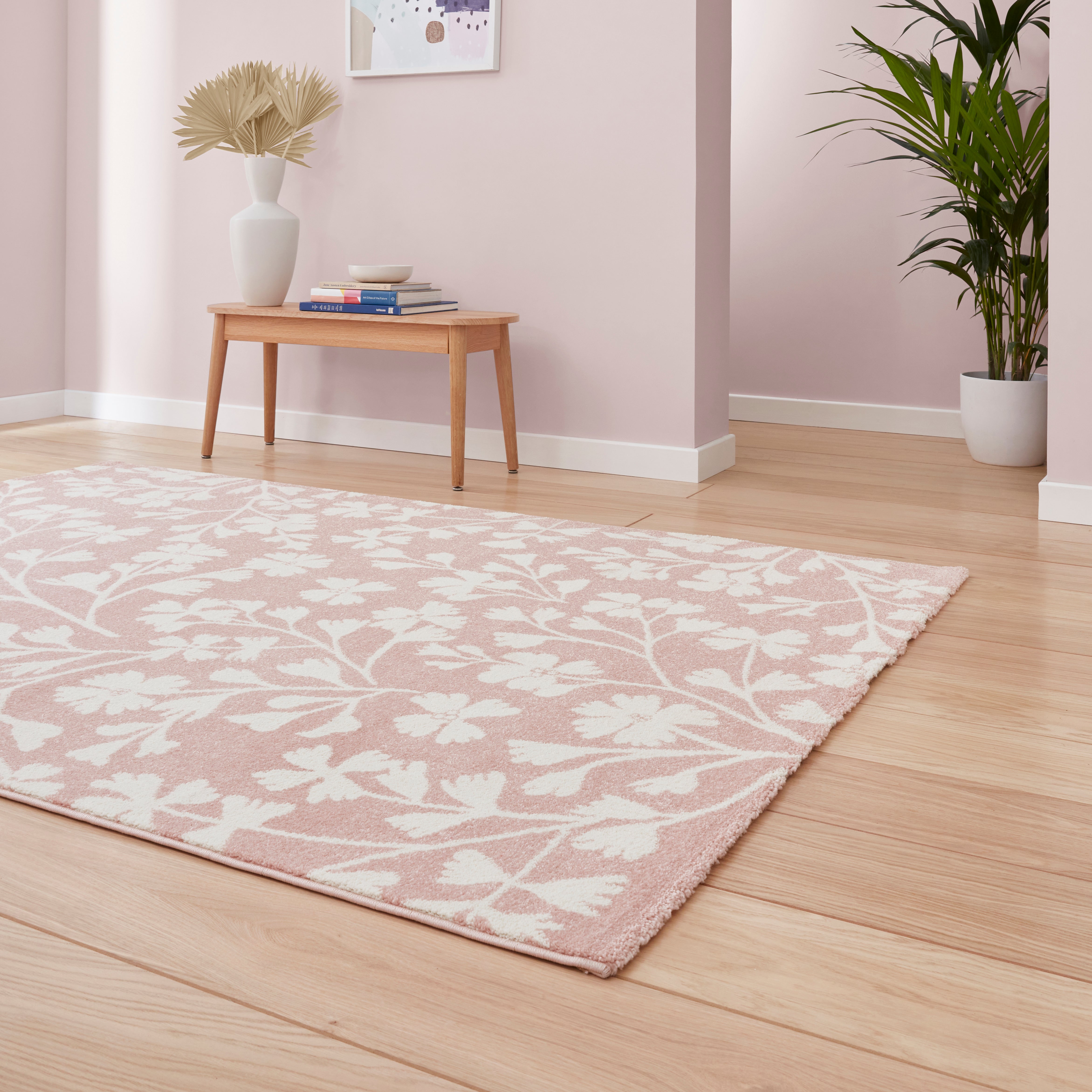 Grace Line Rug Catherine Lansfield Grace Floral Rug Rose | Terrys