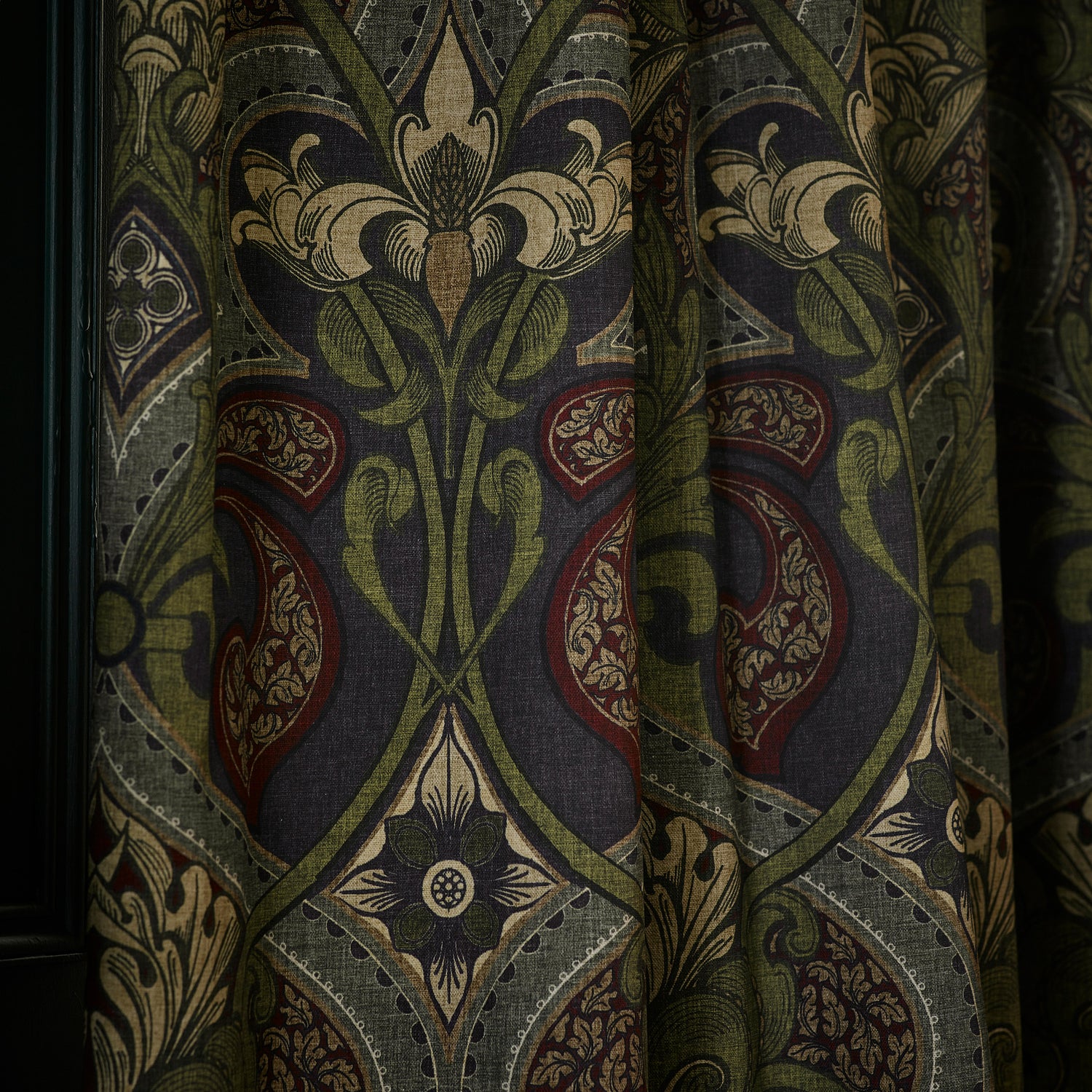 HOUSE Llewelyn-Bowen Gwendoline Printed Damask Made To Measure Roman Blind Wildnavy
