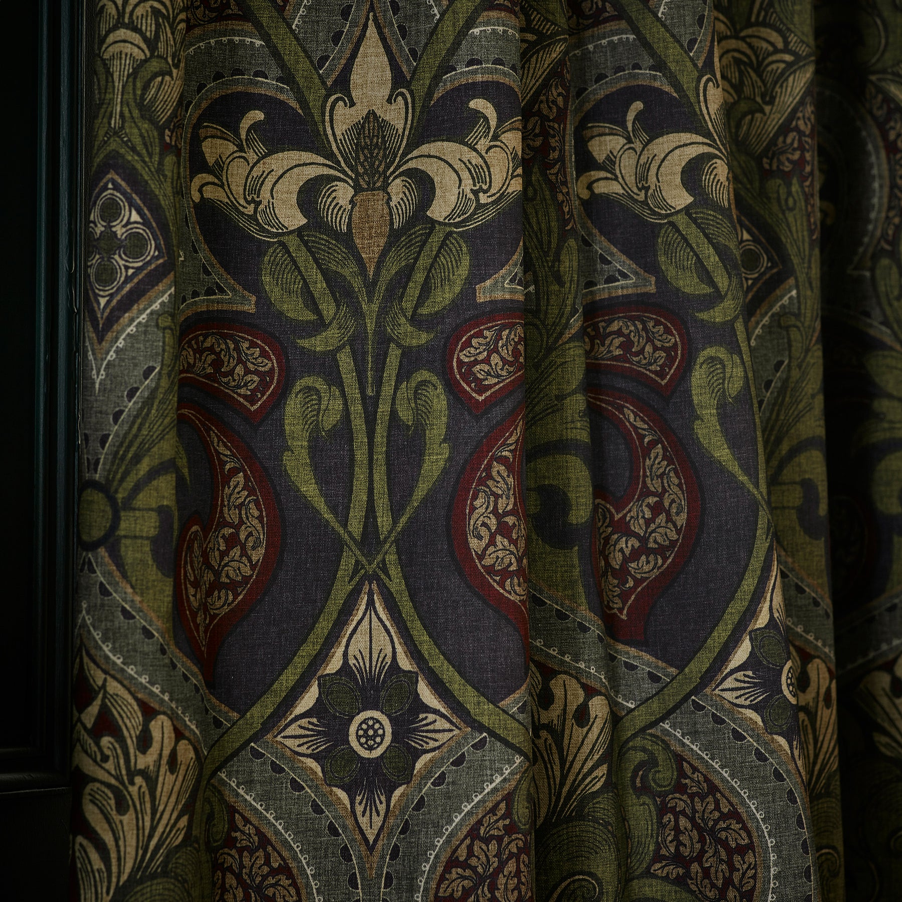 HOUSE Llewelyn-Bowen Gwendoline Printed Damask Made To Measure Roman Blind Wildnavy