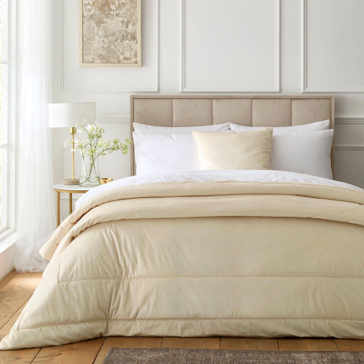 Appletree Harlan Velvet Touch 55cm x 55cm Filled Cushion Cream