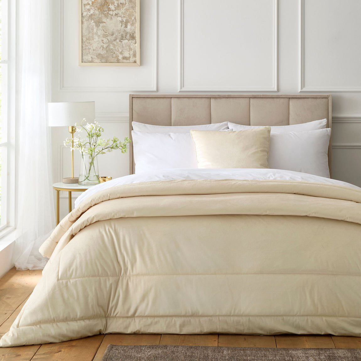 Appletree Harlan Velvet Touch 55cm x 55cm Filled Cushion Cream