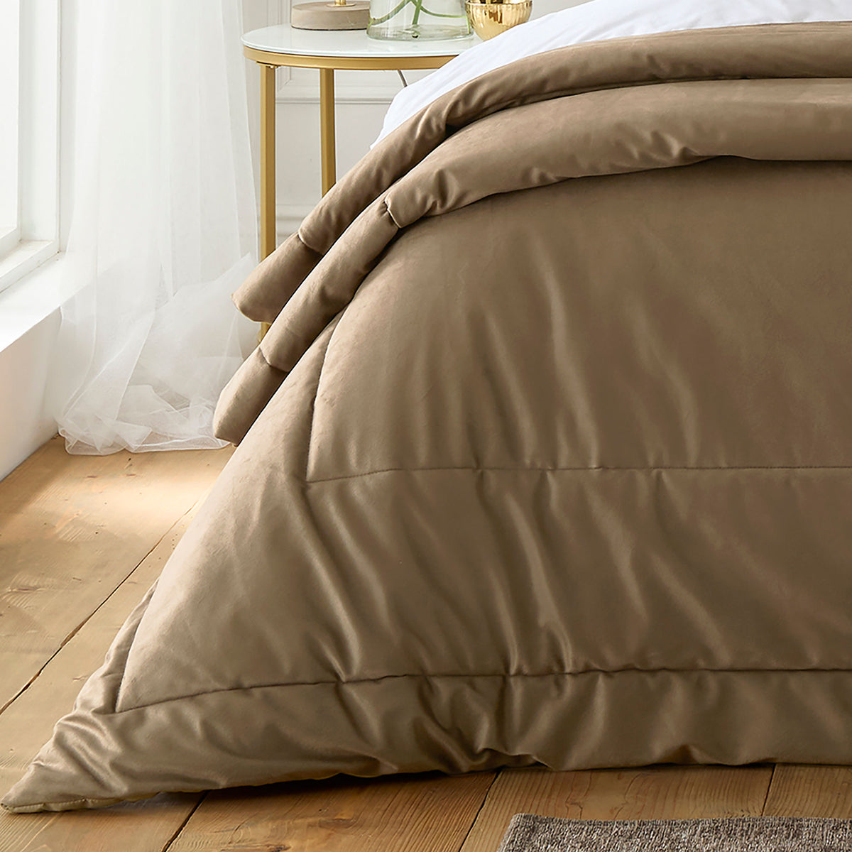 Appletree Harlan Velvet Touch 235cm x 235cm Bedspread Taupe