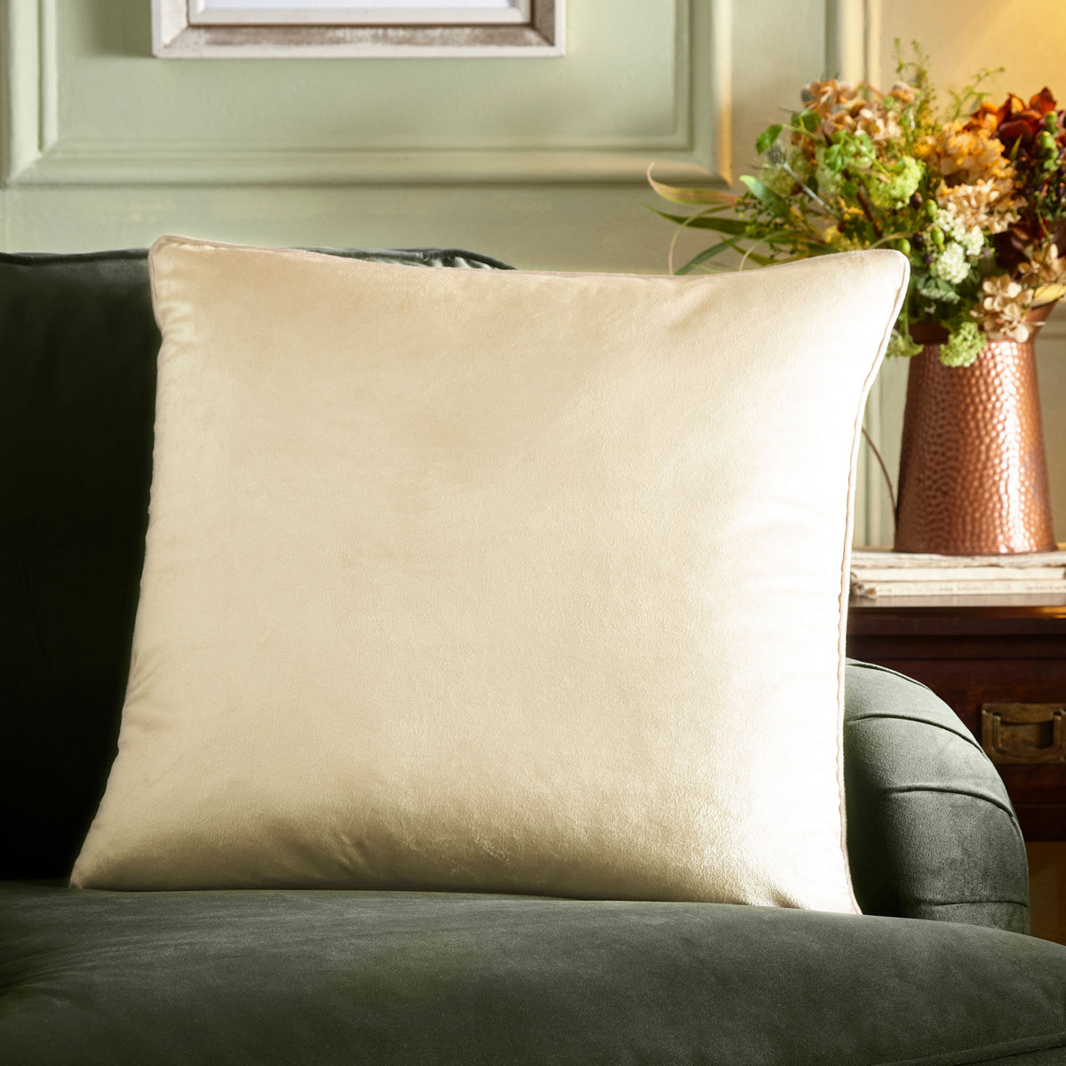 Appletree Harlan Velvet Touch 55cm x 55cm Filled Cushion Cream
