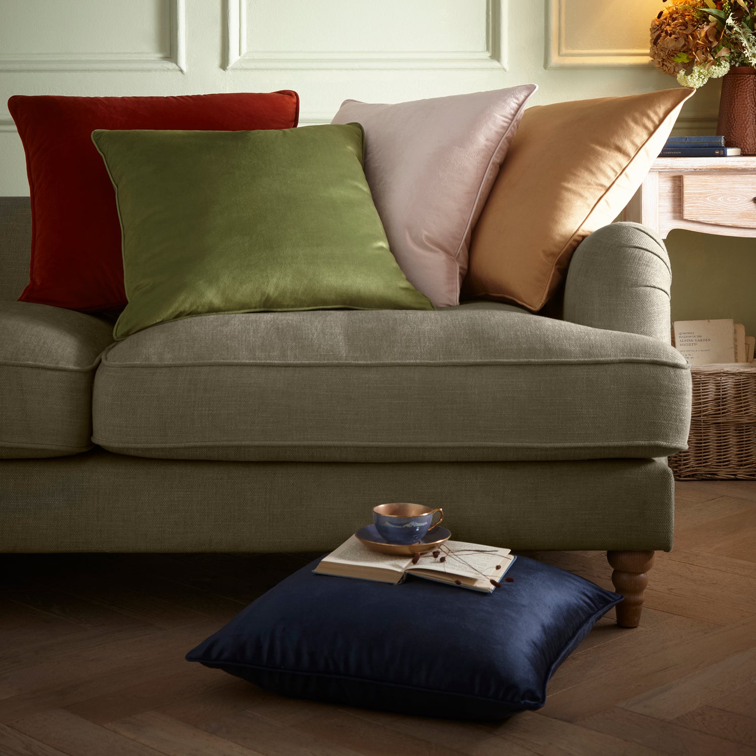 Appletree Harlan Velvet Filled Cushion 55cm x 55cm Gold
