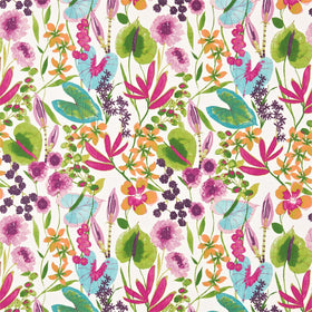 HARLEQUIN Nalina Fabric Flamingo Papaya Loganberry
