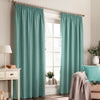 furn. Harrison Herringbone Weave Ready Made Pencil Pleat Curtains Marine Blue