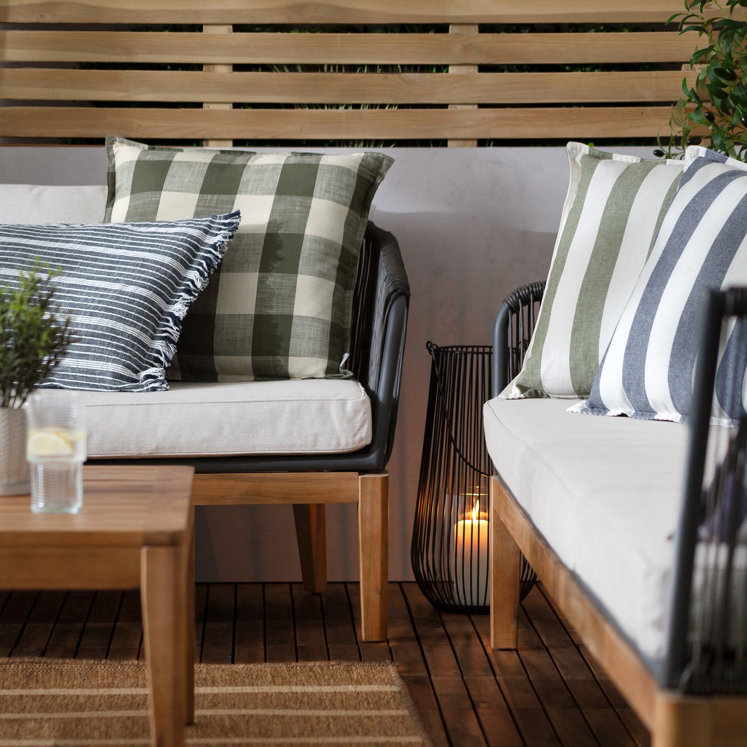 Yard Hayle Cotton Outdoor 50cm x 50cm Filled Cushion Navy