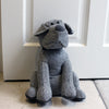 Herringbone Dog Novelty Doorstop Grey