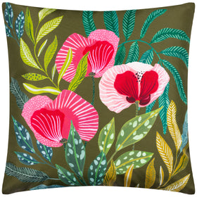 House Of Bloom Poppy Outdoor Filled Cushion 43cm x 43cm Olive