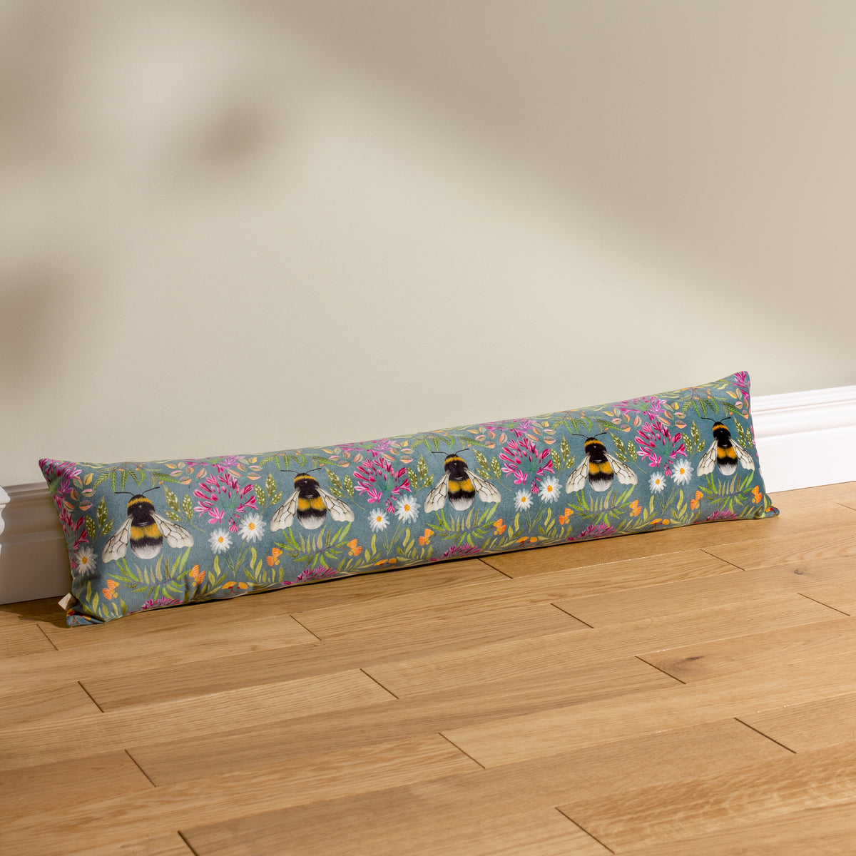 House Of Bloom Zinnia Bee Velvet Draught Excluder Blue