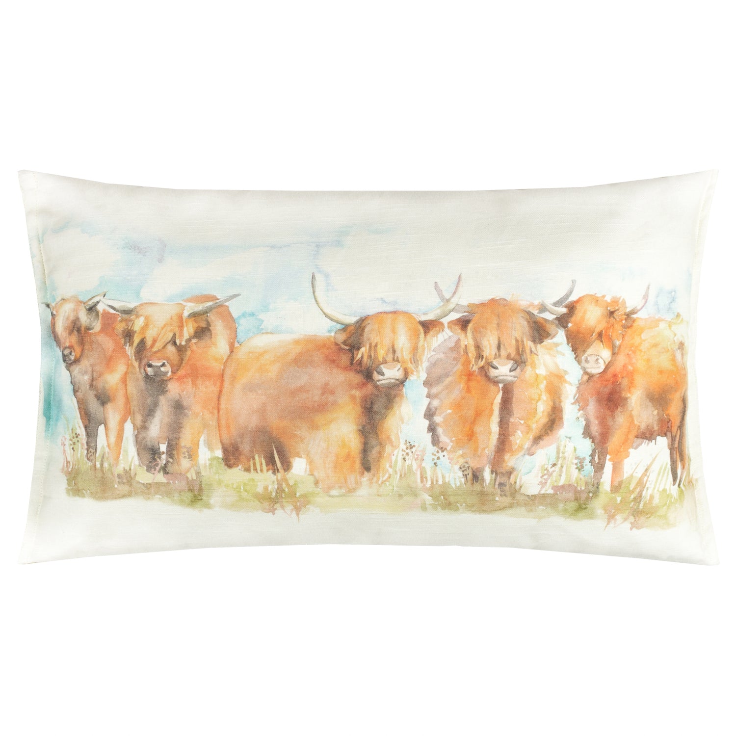 Voyage Maison Highland Cattle Outdoor Filled Boudoir 30cm x 50cm Russet