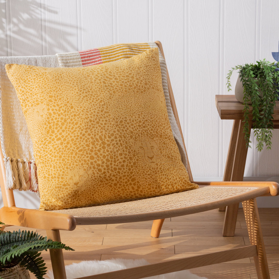 furn. Hidden Cheetah Printed 50cm x 50cm Filled Cushion Honey