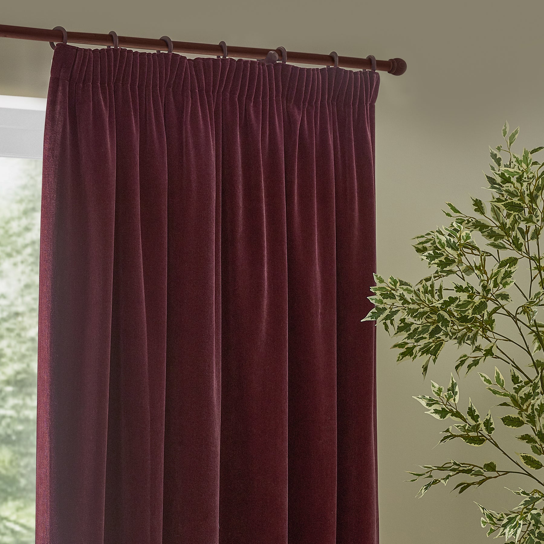Yard Heavy Chenille Velvet Ready Made Blockout Curtains Beetroot