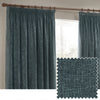 Yard Heavy Chenille Velvet Ready Made Pencil Pleat Curtains Marine