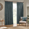 Yard Heavy Chenille Velvet Ready Made Pencil Pleat Curtains Marine