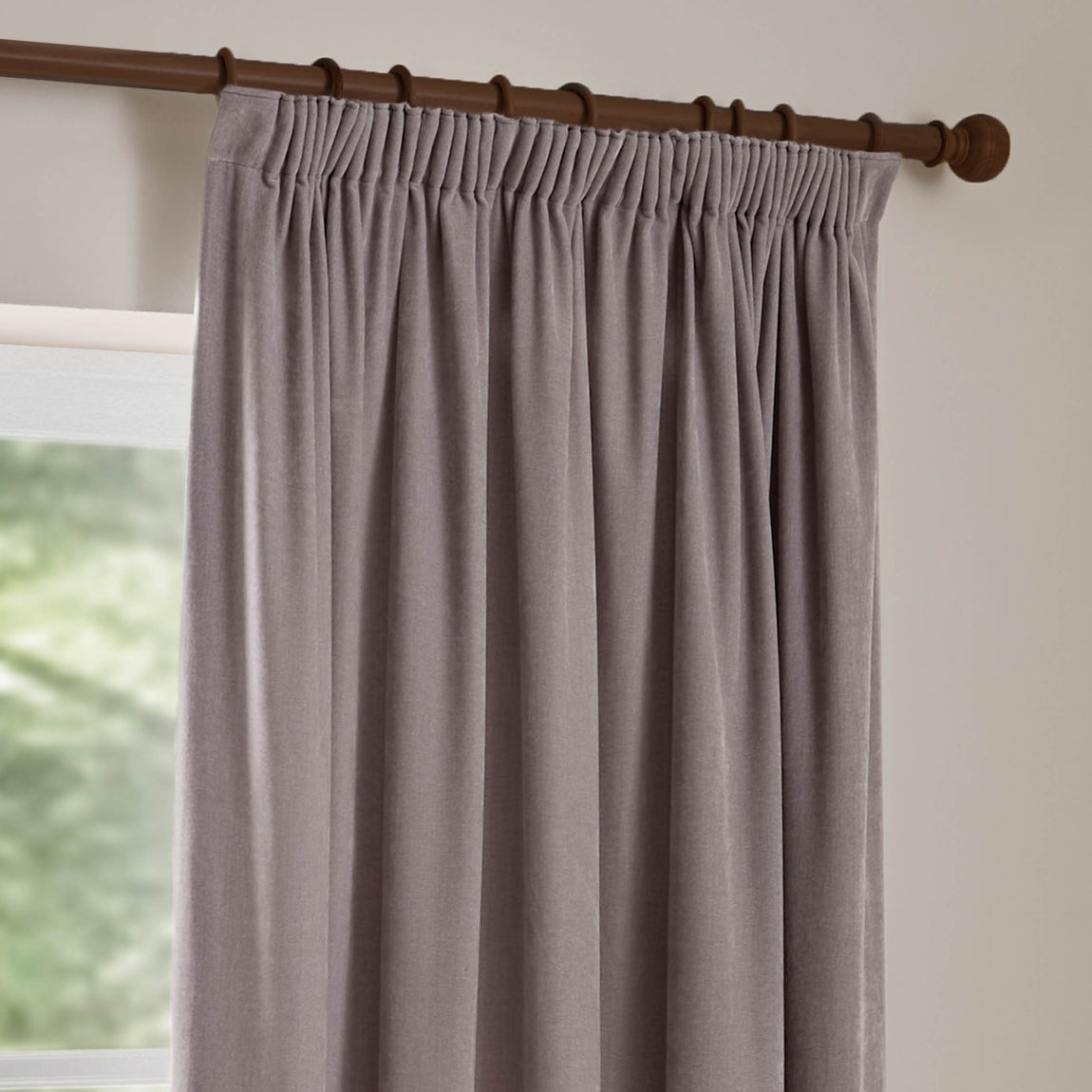Yard Heavy Chenille Ready Made Pencil Pleat Curtains Mauve