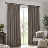 Yard Heavy Chenille Velvet Ready Made Pencil Pleat Curtains Greige