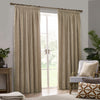 Yard Heavy Chenille Velvet Ready Made Pencil Pleat Curtains Natural