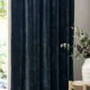 Yard Heavy Chenille Velvet Ready Made Pencil Pleat Curtains Navy