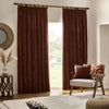 Yard Heavy Chenille Velvet Ready Made Pencil Pleat Curtains Nutmeg