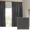 Yard Heavy Chenille Velvet Ready Made Pencil Pleat Curtains Charcoal
