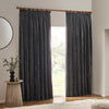 Yard Heavy Chenille Velvet Ready Made Pencil Pleat Curtains Charcoal