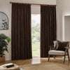 Yard Heavy Chenille Velvet Ready Made Pencil Pleat Curtains Brown