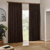 Yard Heavy Chenille Velvet Ready Made Pencil Pleat Curtains Brown