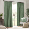 Yard Heavy Chenille Velvet Ready Made Pencil Pleat Curtains Eucalyptus