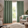 Yard Heavy Chenille Velvet Ready Made Eyelet Curtains Eucalyptus