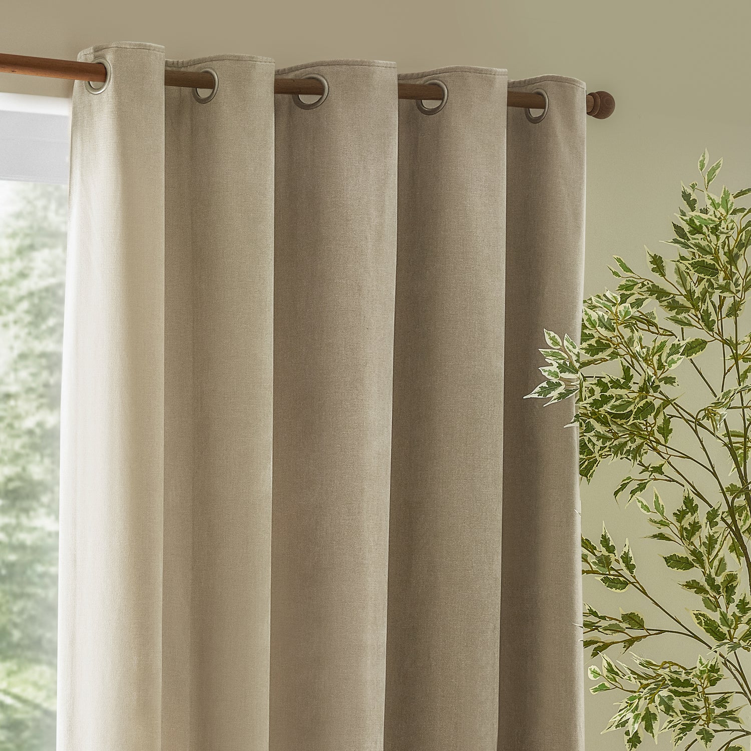 Yard Heavy Chenille Velvet Ready Made Eyelet Blockout Curtains Linen