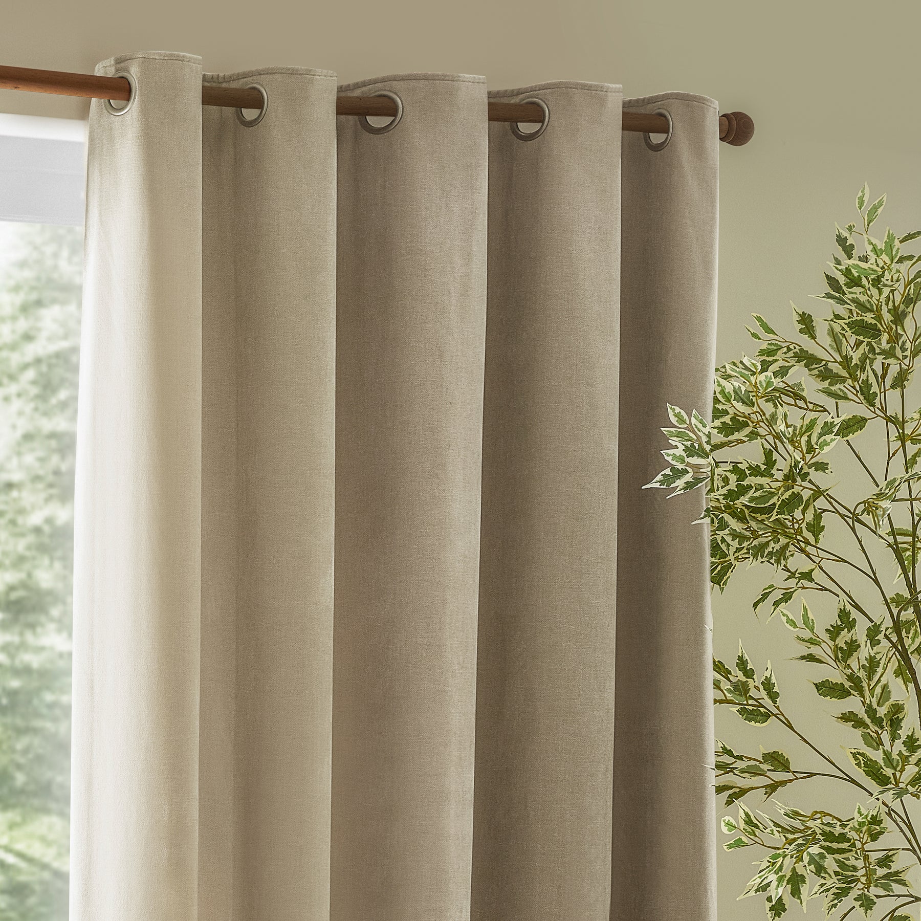 Yard Heavy Chenille Velvet Ready Made Eyelet Blockout Curtains Linen