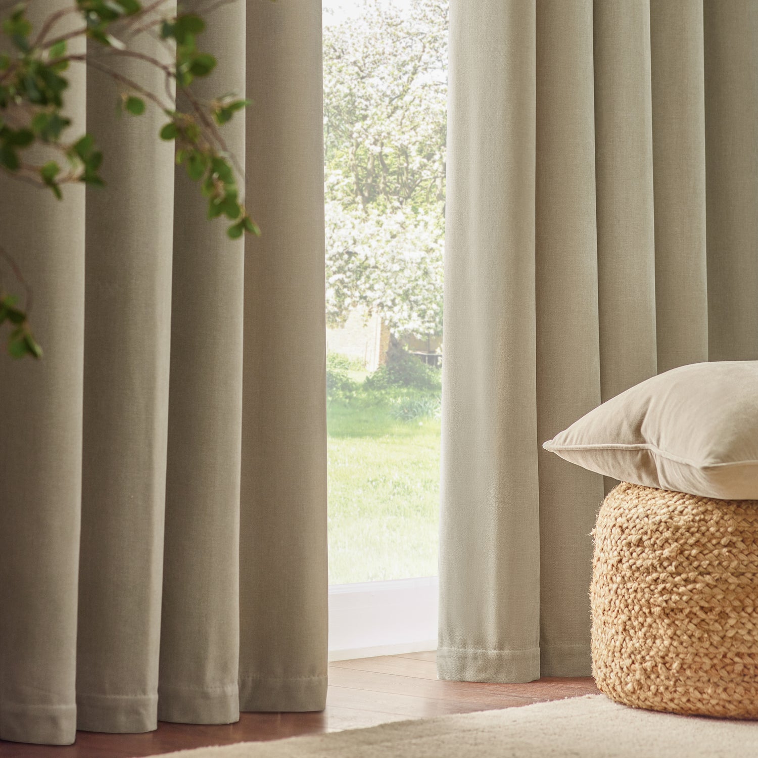 Yard Heavy Chenille Velvet Ready Made Eyelet Blockout Curtains Linen