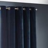 Yard Heavy Chenille Velvet Ready Made Eyelet Curtains Navy