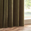 Yard Heavy Chenille Velvet Ready Made Eyelet Curtains Olive
