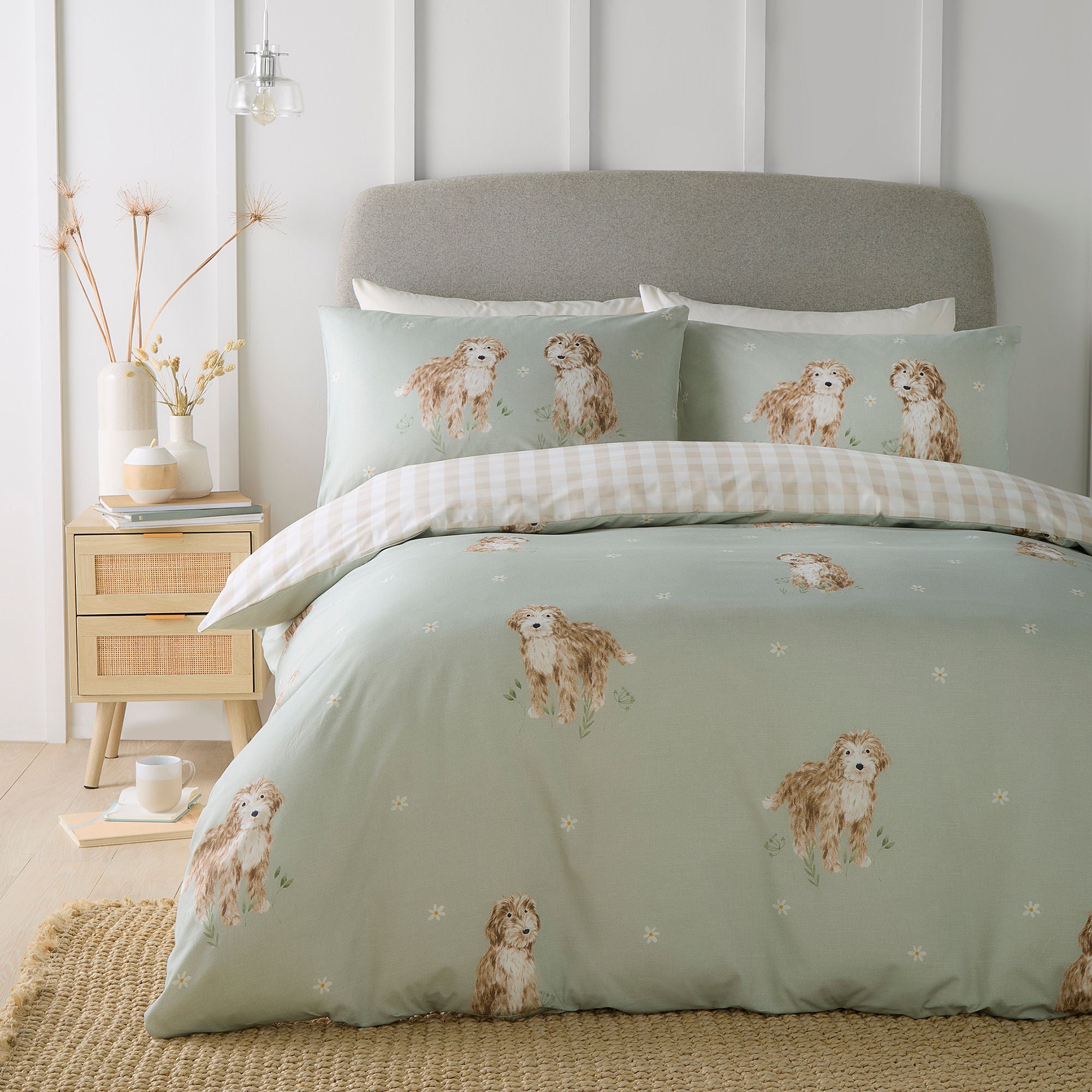 Fusion Hattie The Cockapoo Duvet Cover Bedding Set Green | Terrys