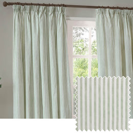 Yard Hebden Cotton Ready Made Blackout Pencil Pleat Curtains Eucalyptus