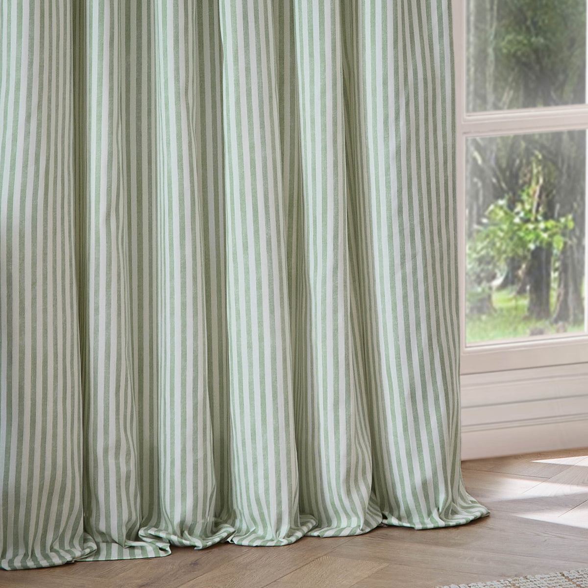 Yard Hebden Cotton Ready Made Blackout Pencil Pleat Curtains Eucalyptus