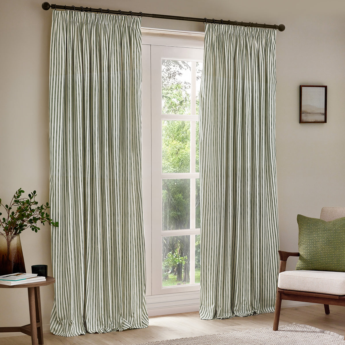 Yard Hebden Cotton Ready Made Blackout Pencil Pleat Curtains Forest