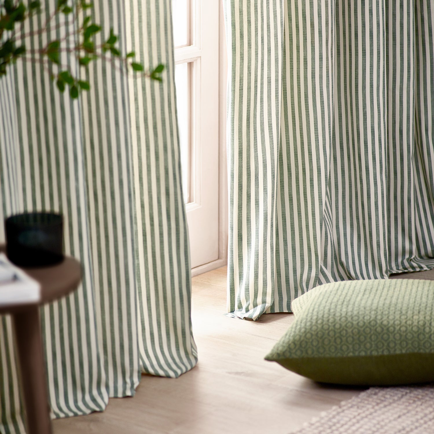 Yard Hebden Cotton Ready Made Blackout Pencil Pleat Curtains Forest