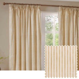 Yard Hebden Cotton Ready Made Blackout Pencil Pleat Curtains Honey Yellow