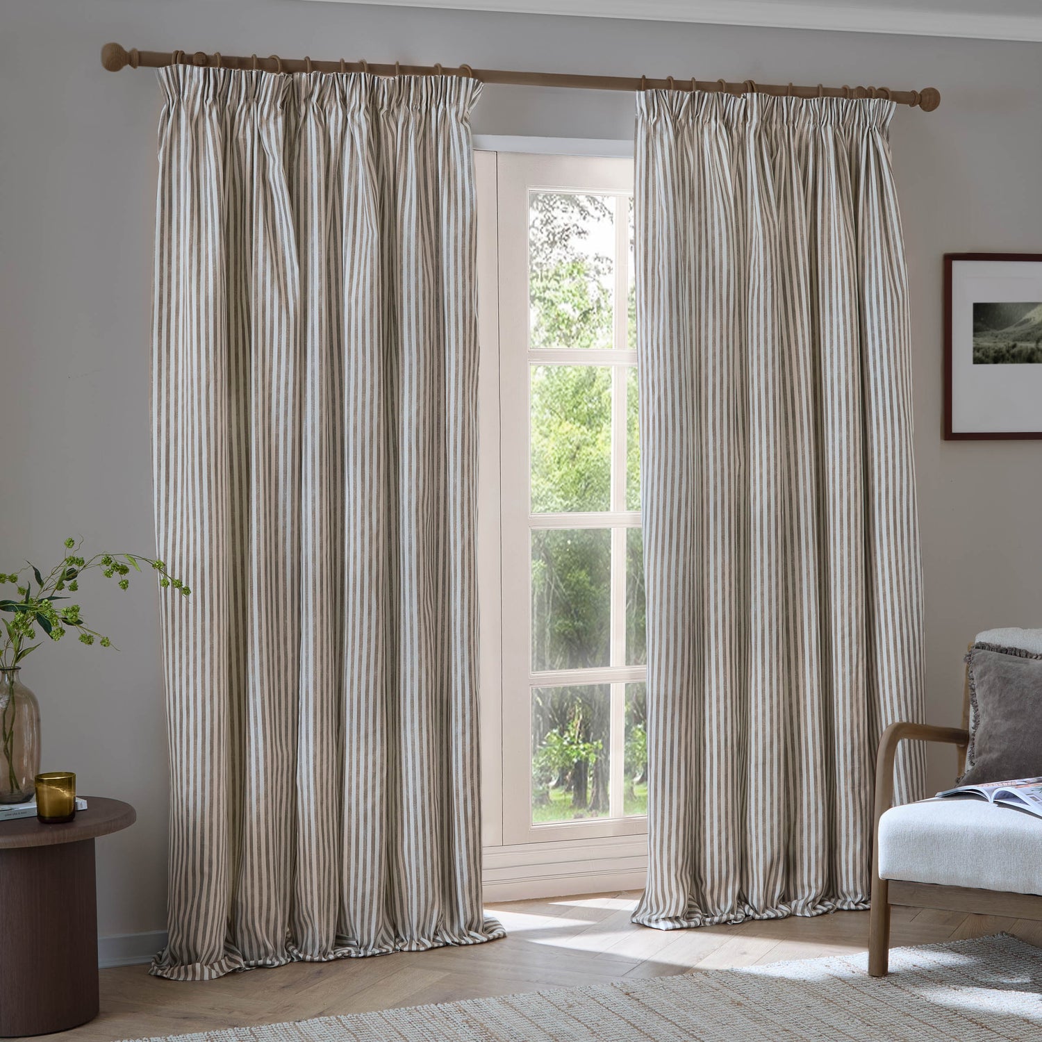 Yard Hebden Cotton Ready Made Blackout Pencil Pleat Curtains Mole